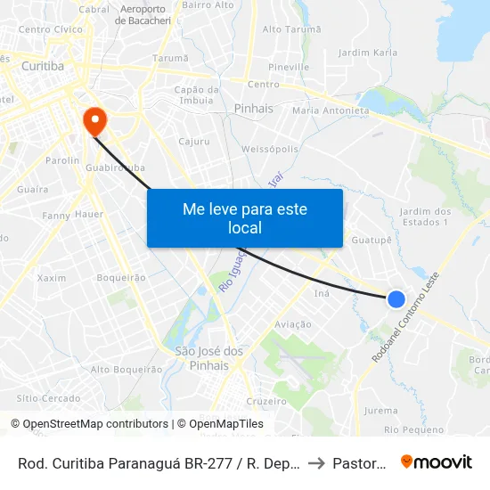 Rod. Curitiba Paranaguá BR-277 / R. Deputado Luís Gabriel Sampaio to Pastoral Pucpr map