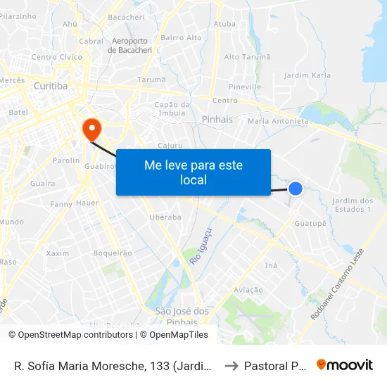 R. Sofía Maria Moresche, 133 (Jardim Izaura) to Pastoral Pucpr map