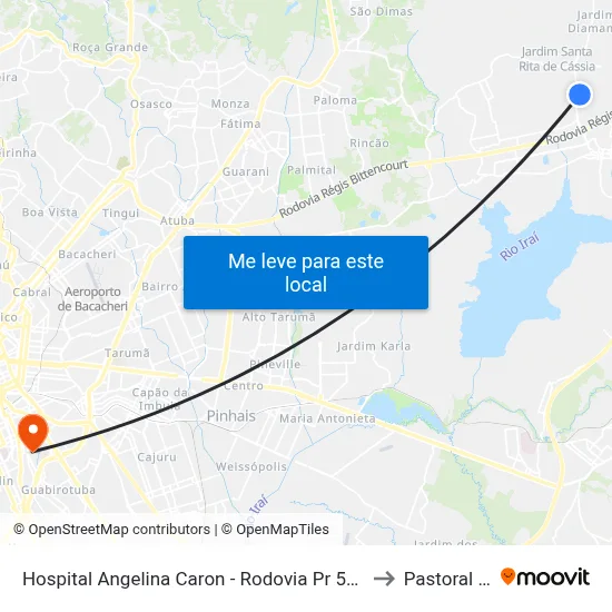 Hospital Angelina Caron - Rodovia Pr 506 (Do Caqui), 918 to Pastoral Pucpr map