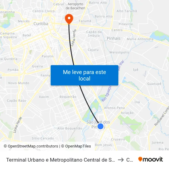 Terminal Urbano e Metropolitano Central de São José dos Pinhais to Cedip map