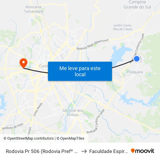 Rodovia Pr 506 (Rodovia Prefº Antonio Alceu Zielonka) to Faculdade Espírita Do Paraná map