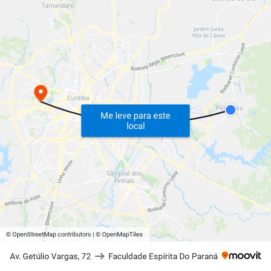 Av. Getúlio Vargas, 72 to Faculdade Espírita Do Paraná map