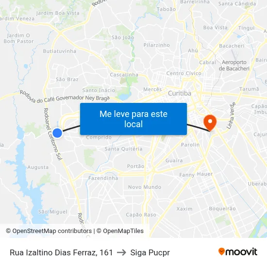 Rua Izaltino Dias Ferraz, 161 to Siga Pucpr map