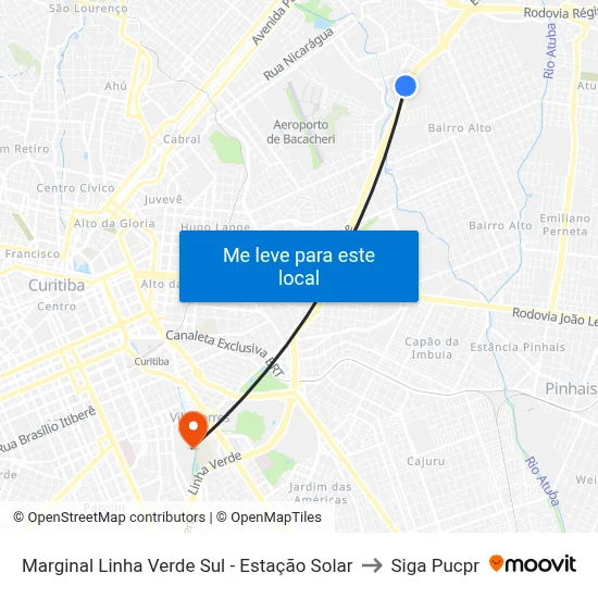 Marginal Linha Verde Sul - Estação Solar to Siga Pucpr map