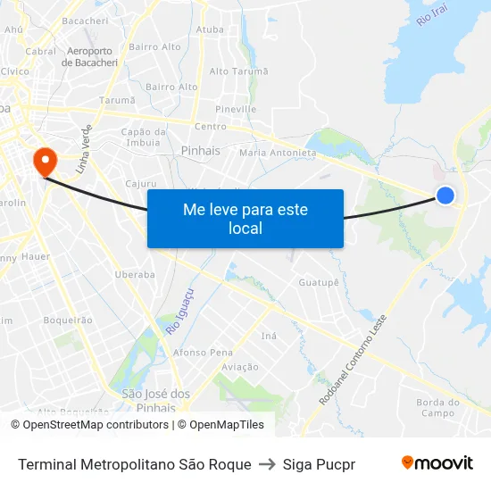 Terminal Metropolitano São Roque to Siga Pucpr map