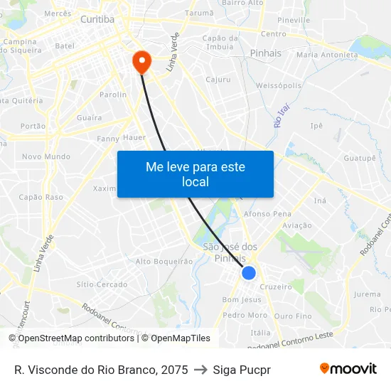 R. Visconde do Rio Branco, 2075 to Siga Pucpr map