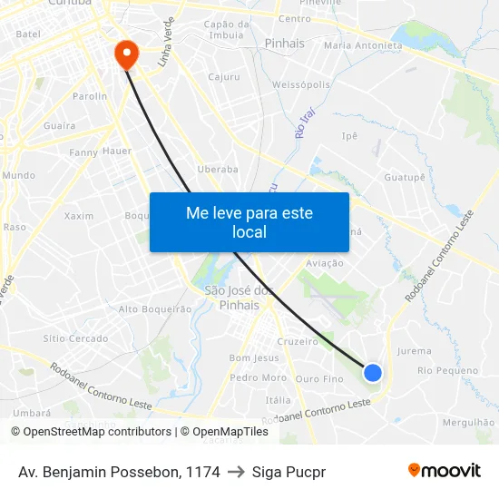Av. Benjamin Possebon, 1174 to Siga Pucpr map