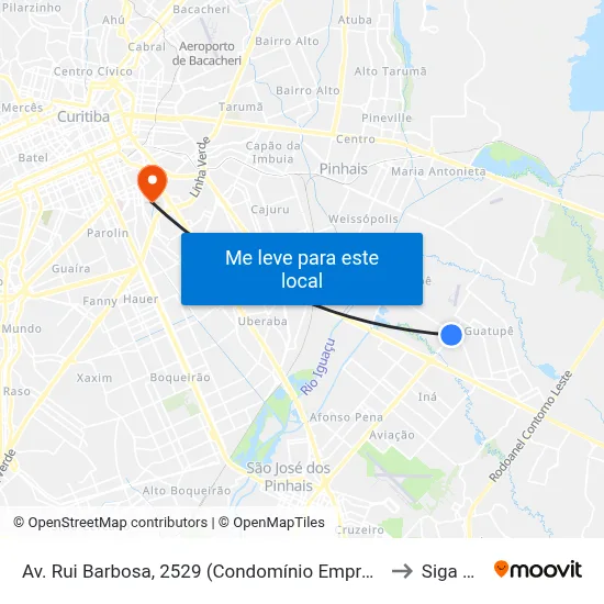 Av. Rui Barbosa, 2529 (Condomínio Empresarial Rui Barbosa) to Siga Pucpr map