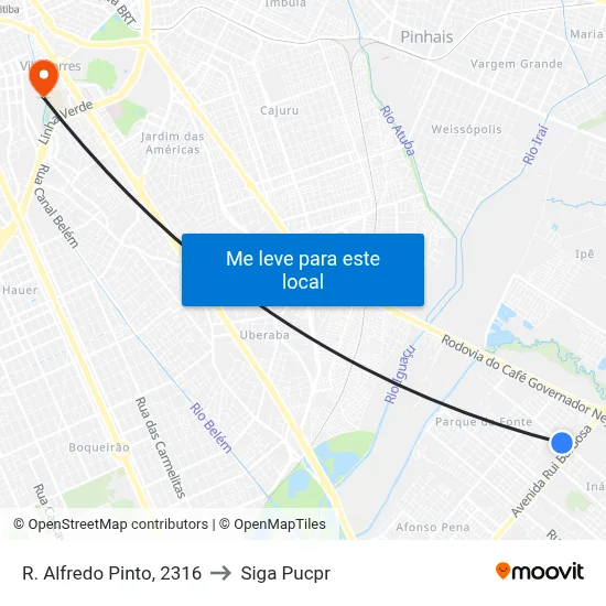 R. Alfredo Pinto, 2316 to Siga Pucpr map