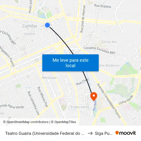 Teatro Guaíra (Universidade Federal do Paraná) to Siga Pucpr map