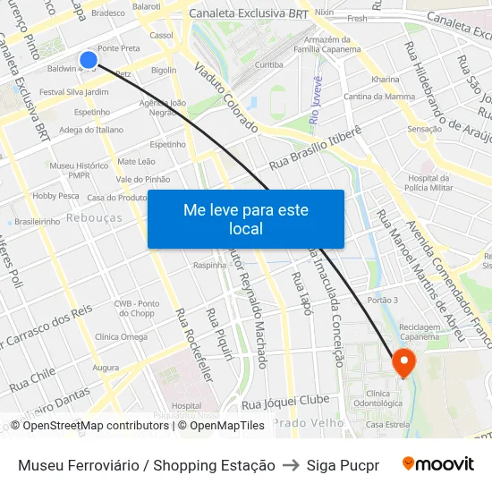Museu Ferroviário / Shopping Estação to Siga Pucpr map