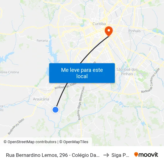Rua Bernardino Lemos, 296 - Colégio Davi Carneiro to Siga Pucpr map