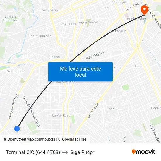 Terminal CIC (644 / 709) to Siga Pucpr map