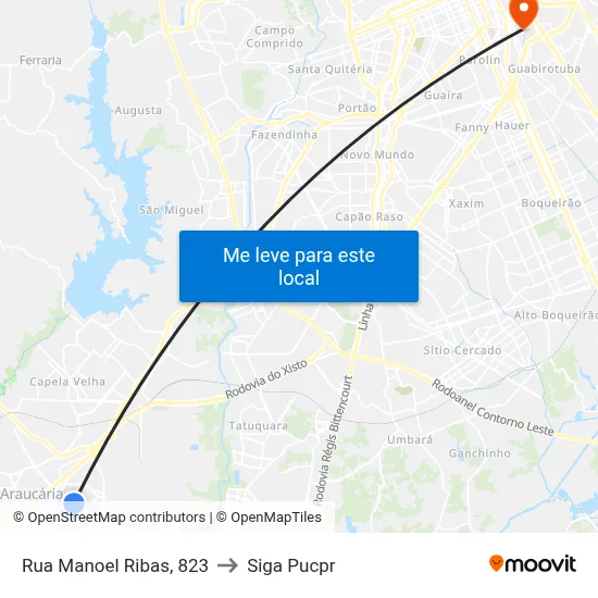 Rua Manoel Ribas, 823 to Siga Pucpr map