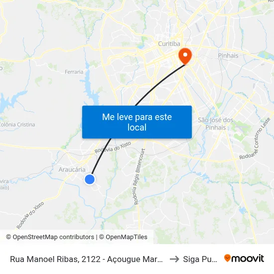 Rua Manoel Ribas, 2122 - Açougue Maranhão to Siga Pucpr map