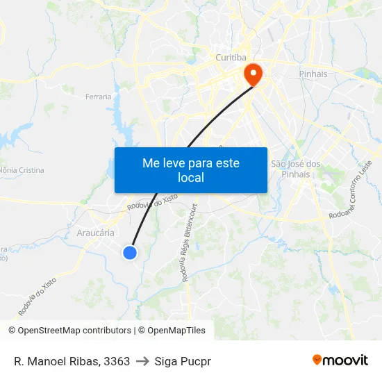 R. Manoel Ribas, 3363 to Siga Pucpr map