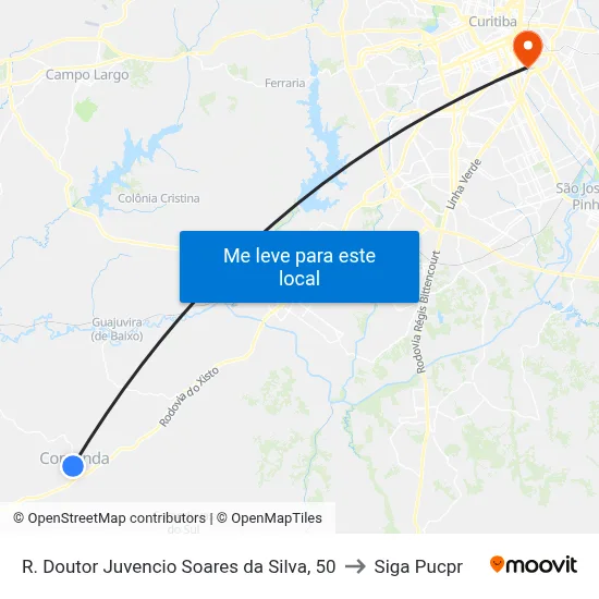 R. Doutor Juvencio Soares da Silva, 50 to Siga Pucpr map