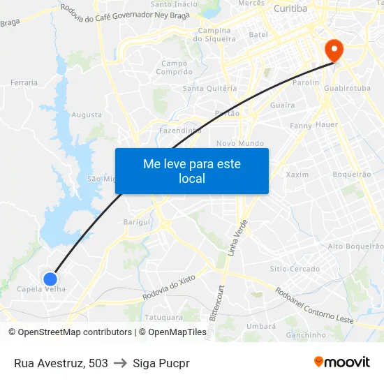 Rua Avestruz, 503 to Siga Pucpr map