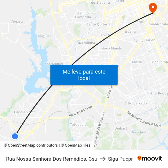 Rua Nossa Senhora Dos Remédios, Csu to Siga Pucpr map