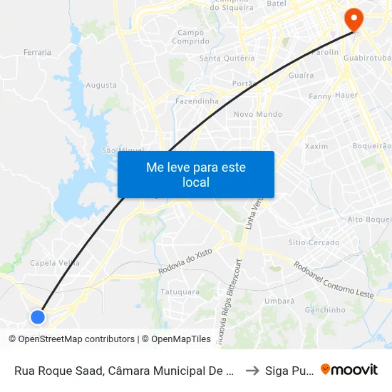 Rua Roque Saad, Câmara Municipal De Araucária to Siga Pucpr map