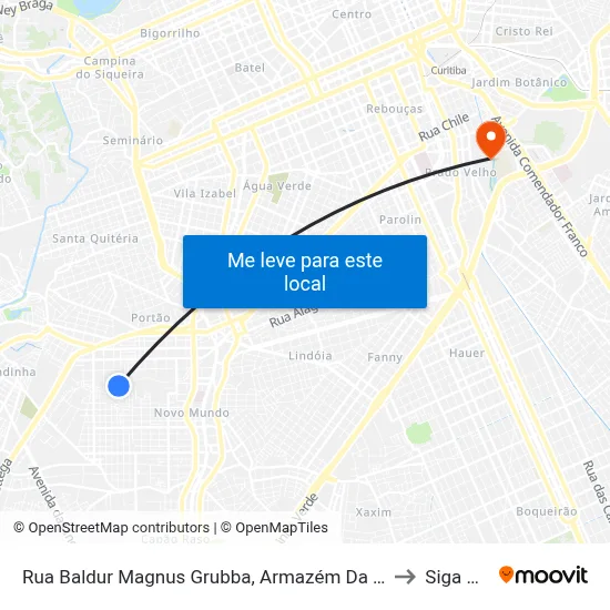 Rua Baldur Magnus Grubba, Armazém Da Família Uberlândia to Siga Pucpr map