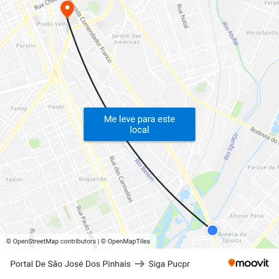 Portal De São José Dos Pinhais to Siga Pucpr map