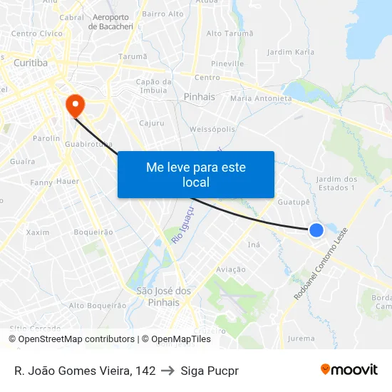 R. João Gomes Vieira, 142 to Siga Pucpr map
