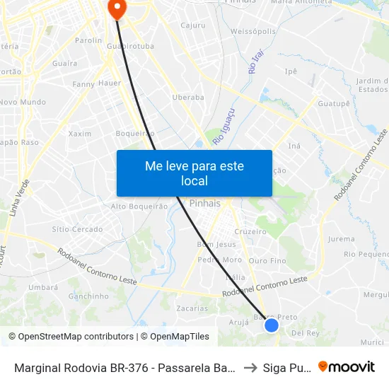 Marginal Rodovia BR-376 - Passarela Barro Preto to Siga Pucpr map