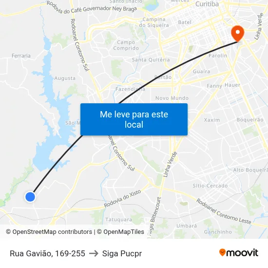 Rua Gavião, 169-255 to Siga Pucpr map