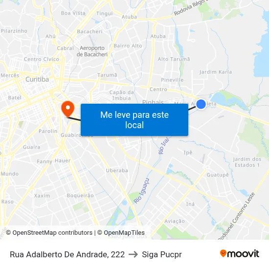 Rua Adalberto De Andrade, 222 to Siga Pucpr map