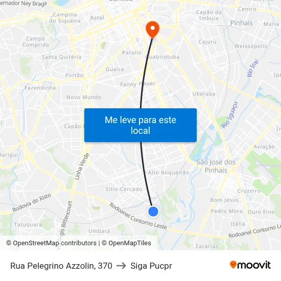 Rua Pelegrino Azzolin, 370 to Siga Pucpr map