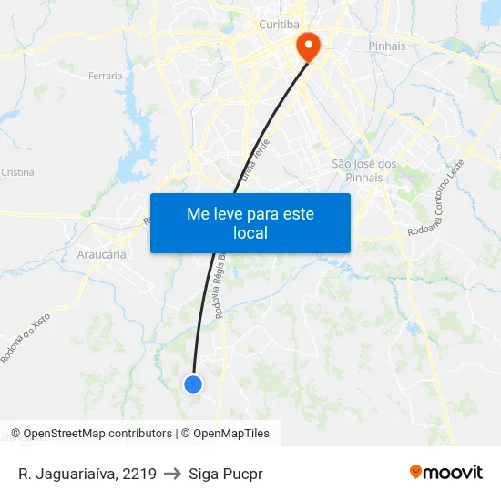 R. Jaguariaíva, 2219 to Siga Pucpr map