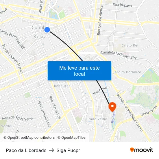 Paço da Liberdade to Siga Pucpr map