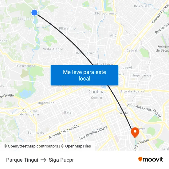 Parque Tingui to Siga Pucpr map