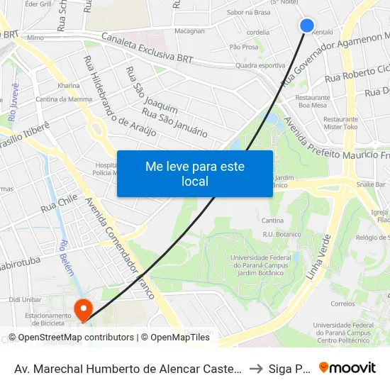 Av. Marechal Humberto de Alencar Castelo Branco, 954 to Siga Pucpr map