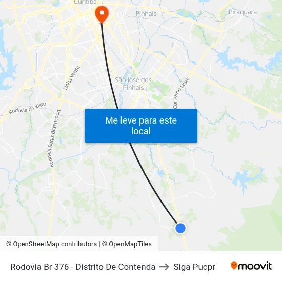 Rodovia Br 376 - Distrito De Contenda to Siga Pucpr map