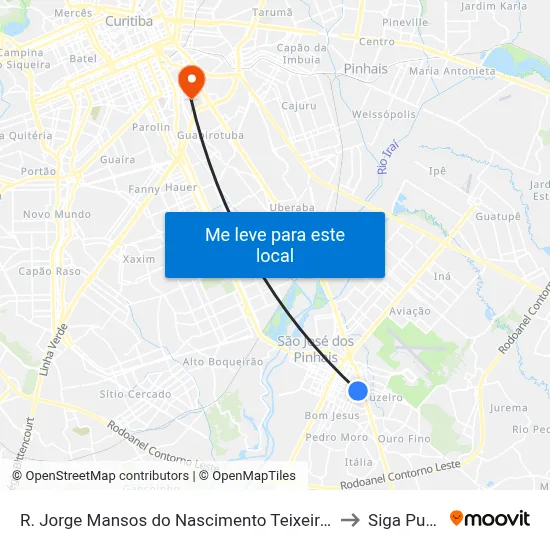 R. Jorge Mansos do Nascimento Teixeira, 100 to Siga Pucpr map