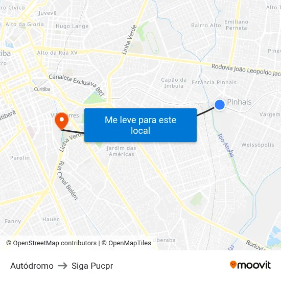 Autódromo to Siga Pucpr map