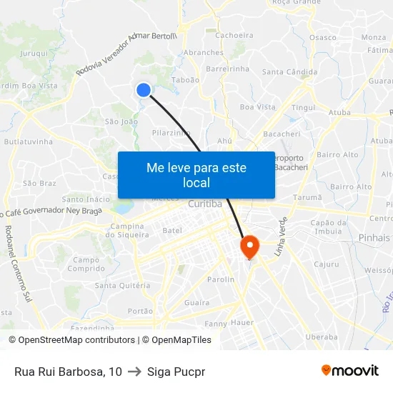 Rua Rui Barbosa, 10 to Siga Pucpr map