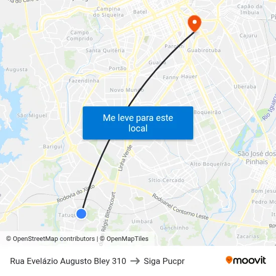Rua Evelázio Augusto Bley 310 to Siga Pucpr map