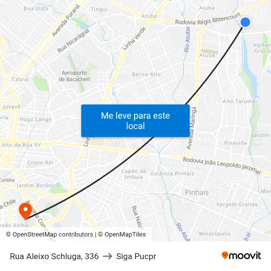 Rua Aleixo Schluga, 336 to Siga Pucpr map