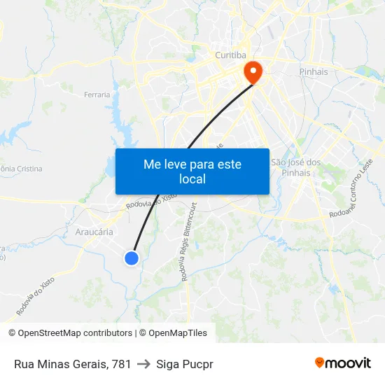 Rua Minas Gerais, 781 to Siga Pucpr map