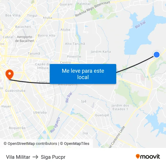 Vila Militar to Siga Pucpr map
