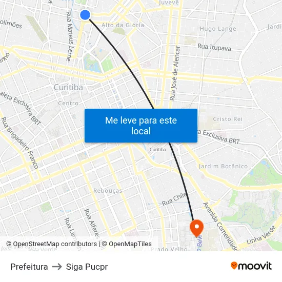 Prefeitura to Siga Pucpr map