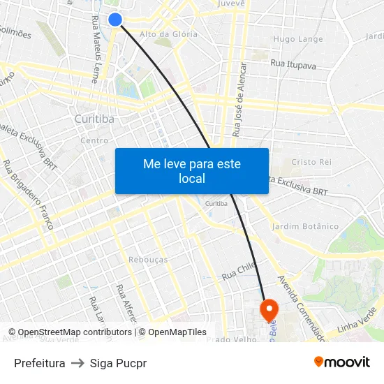 Prefeitura to Siga Pucpr map
