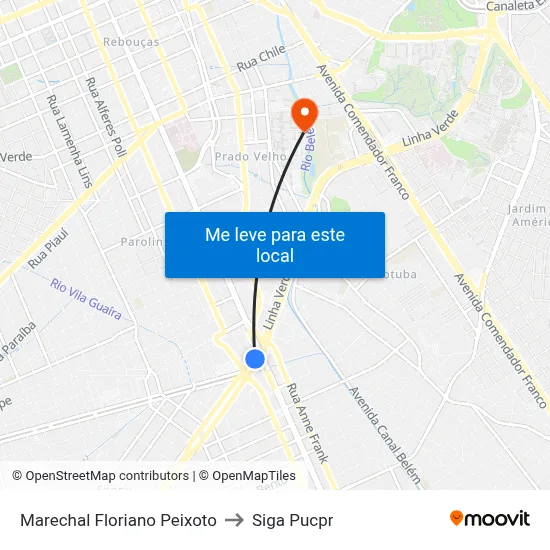 Marechal Floriano Peixoto to Siga Pucpr map