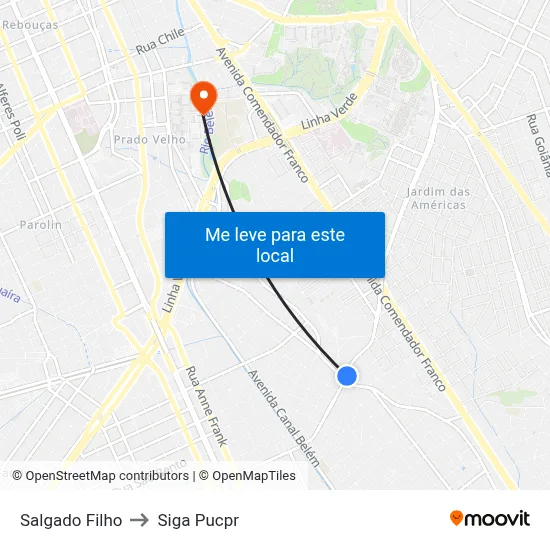 Salgado Filho to Siga Pucpr map