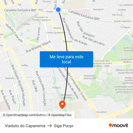 Viaduto do Capanema to Siga Pucpr map