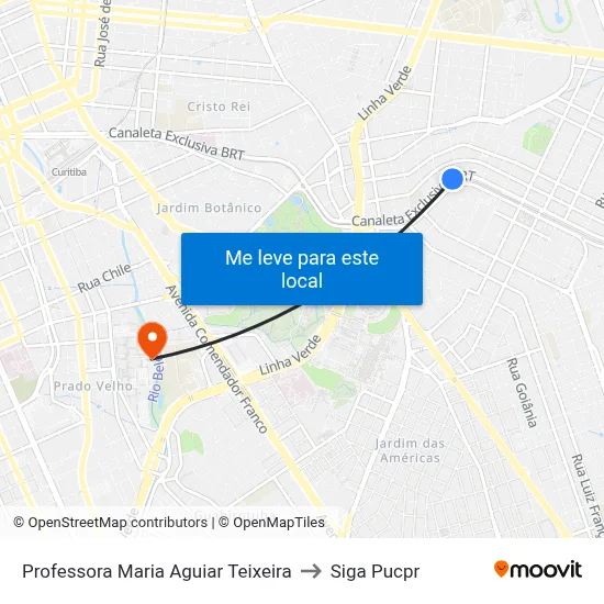 Professora Maria Aguiar Teixeira to Siga Pucpr map