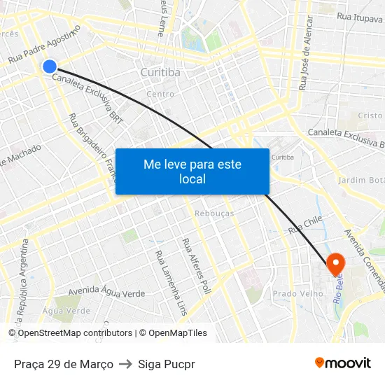 Praça 29 de Março to Siga Pucpr map